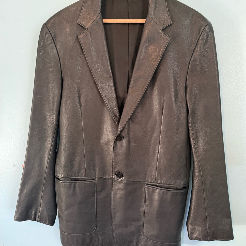 DKNY Mens Medium 100% Leather Blazer